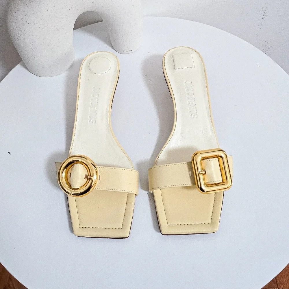 Jacquemus geometric buckle  mule slides  Les Sandales Regalo Basses Size 38 - Picture 6 of 13